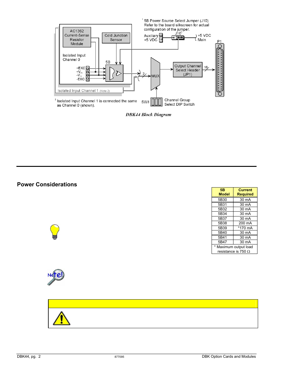 Hardware setup, Power considerations, Caution | Measurement Computing DBK Part 2 User Manual | Page 64 / 306