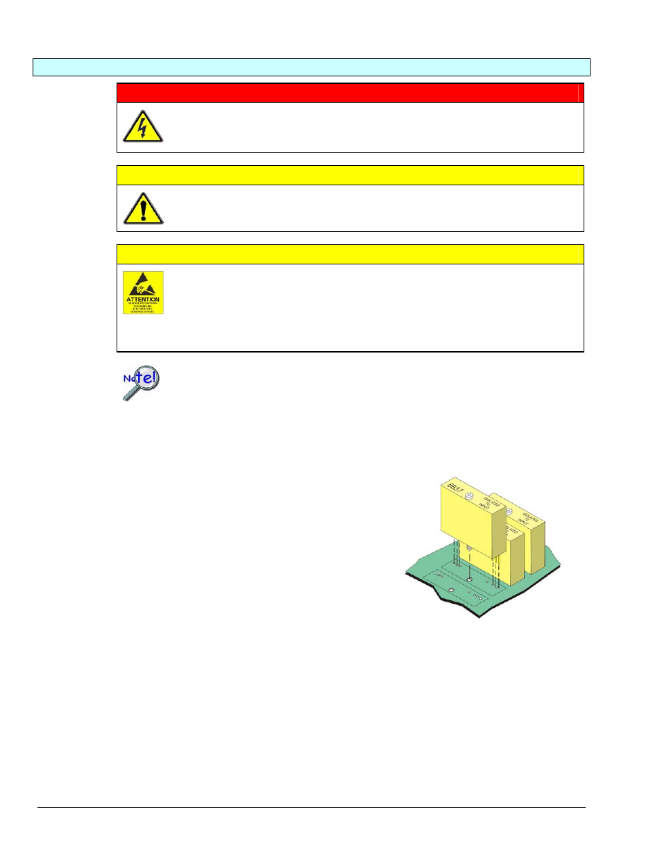 Installing 8b modules warning, Caution | Measurement Computing DBK Part 2 User Manual | Page 84 / 306