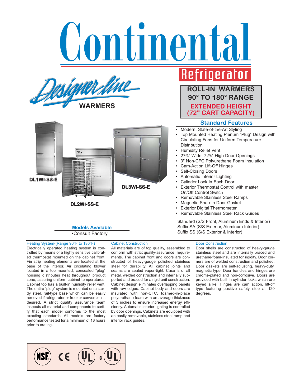 Continental Designer Line DL1WI-SS-E User Manual | 2 pages
