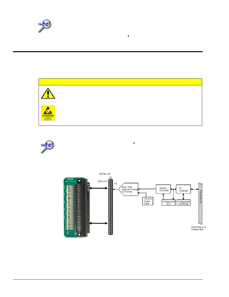 Connections, Caution | Measurement Computing DBK205 User Manual | Page 2 / 2