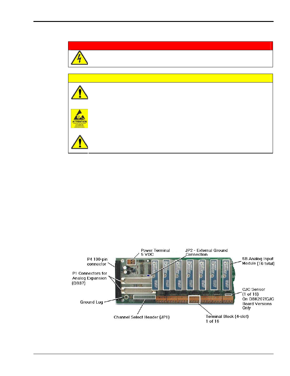 Warnings, cautions, and tips, Warning, Caution | Measurement Computing DBK207 User Manual | Page 3 / 8