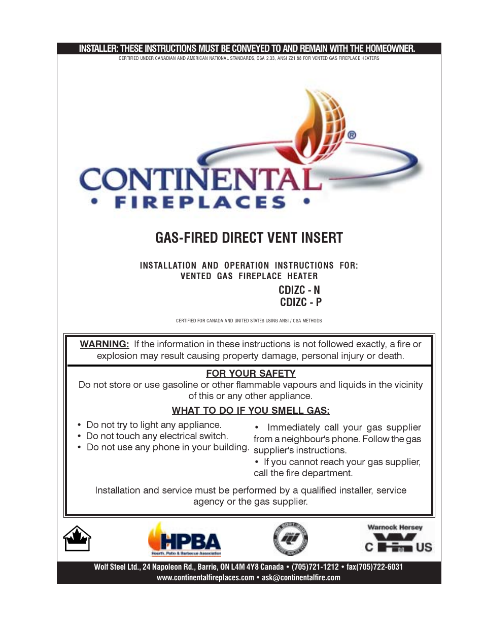 Continental CDIZC - P User Manual | 16 pages