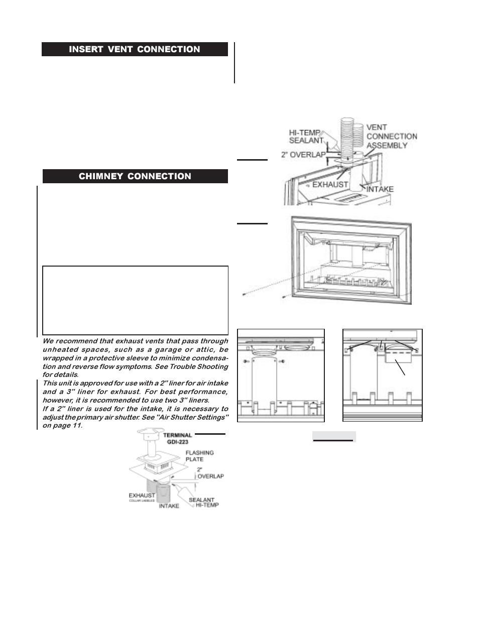 Insert vent connection chimney connection | Continental CDIZC - P User Manual | Page 6 / 16