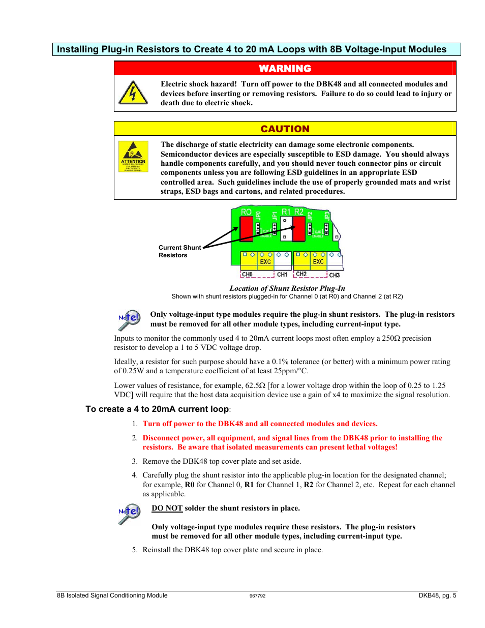 Caution | Measurement Computing DBK48 User Manual | Page 5 / 20