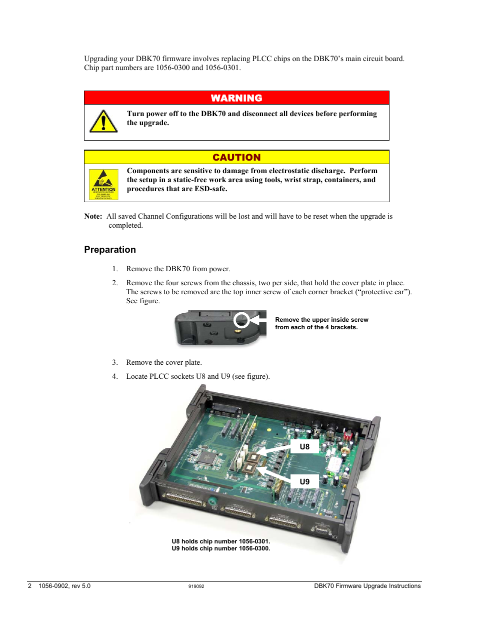 Warning, Caution, Preparation | Measurement Computing DBK70 User Manual | Page 102 / 108