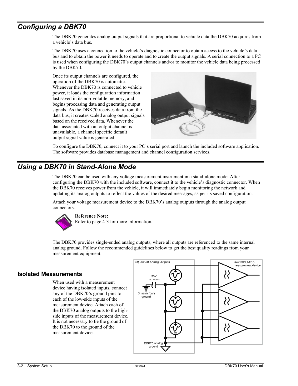 Configuring a dbk70, Using a dbk70 in stand-alone mode, Isolated measurements | Measurement Computing DBK70 User Manual | Page 12 / 108