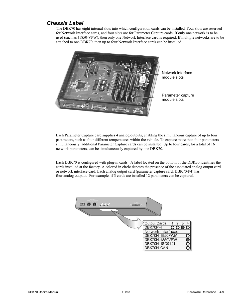Chassis label, Chassis label …… 4-9 | Measurement Computing DBK70 User Manual | Page 27 / 108