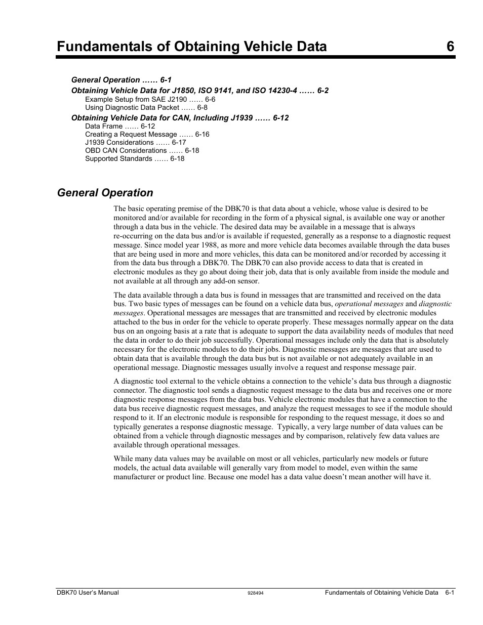 Fundamentals of obtaining vehicle data, General operation, Fundamentals of obtaining vehicle data 6 | Measurement Computing DBK70 User Manual | Page 67 / 108