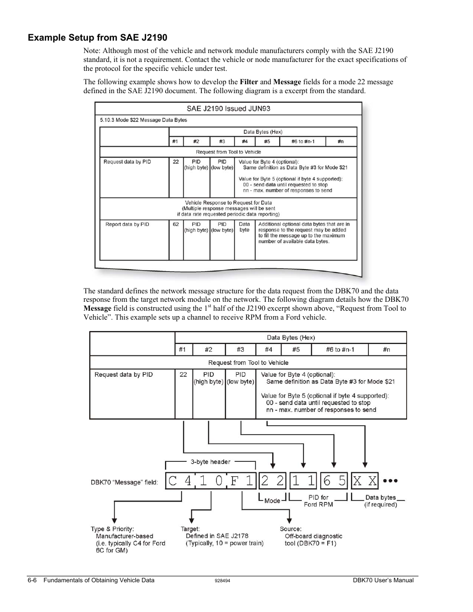 Example setup from sae j2190, Example setup from sae j2190 …… 6-6 | Measurement Computing DBK70 User Manual | Page 72 / 108