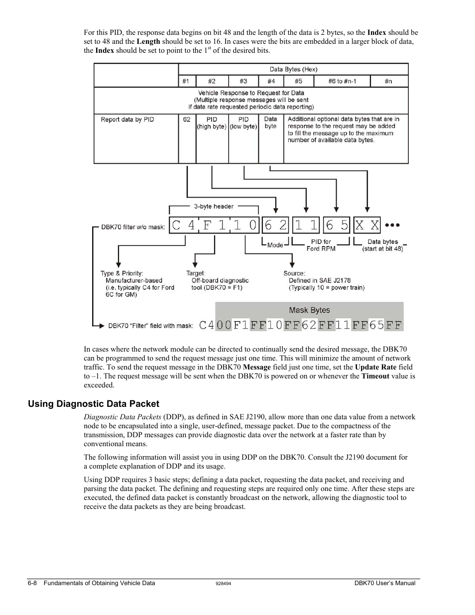 Using diagnostic data packet, Using diagnostic data packet …… 6-8 | Measurement Computing DBK70 User Manual | Page 74 / 108