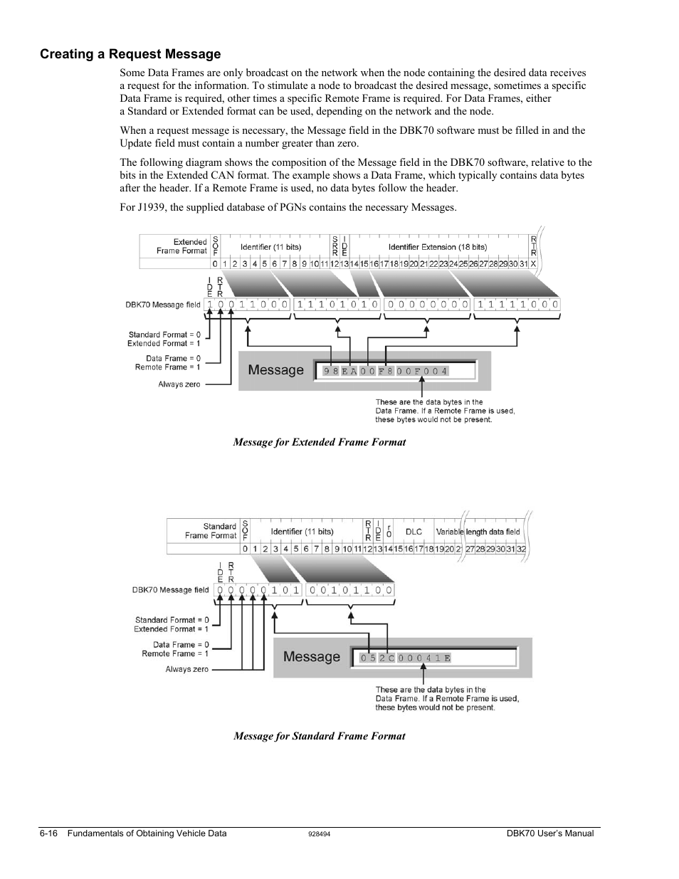 Creating a request message, Creating a request message …… 6-16 | Measurement Computing DBK70 User Manual | Page 82 / 108