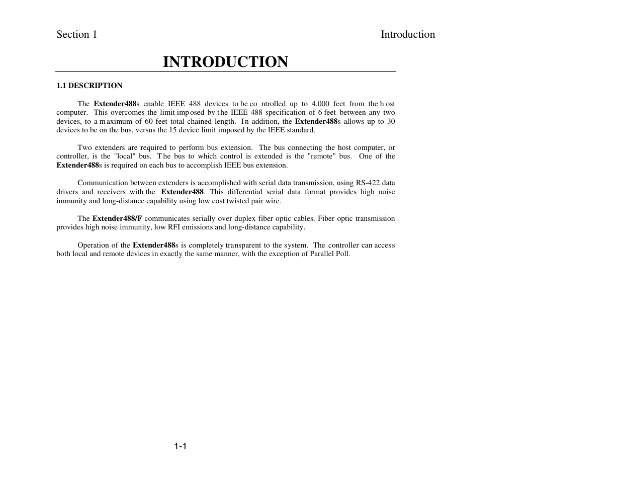 Section 1 - introduction, Introduction | Measurement Computing Extender488 User Manual | Page 5 / 39