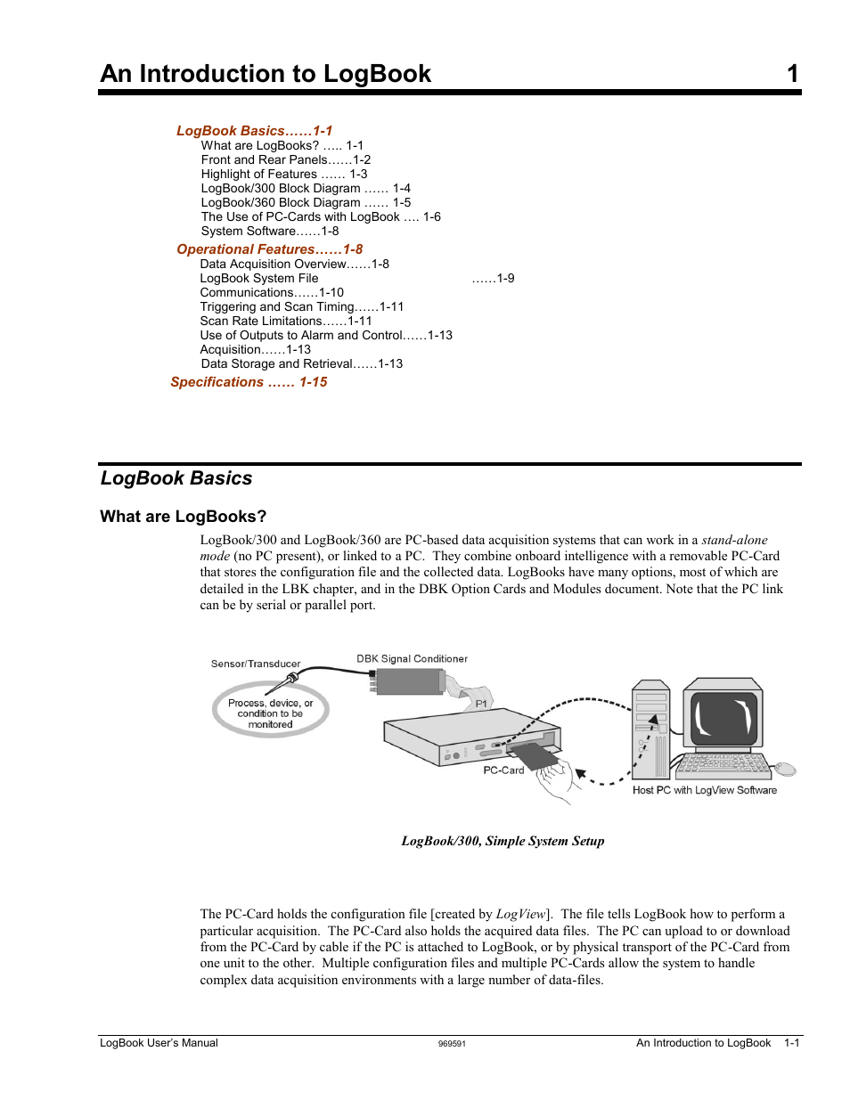 1 - an introduction to logbook, An introduction to logbook 1, Logbook basics | Measurement Computing LogBook Series User Manual | Page 11 / 222