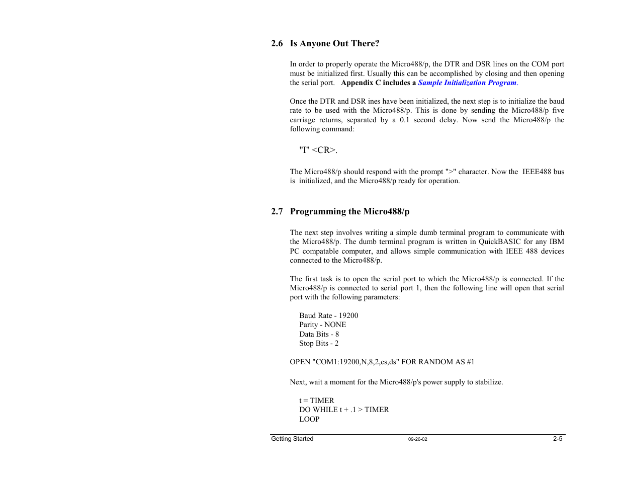 6 is anyone out there, 7 programming the micro488/p | Measurement Computing Micro488/p User Manual | Page 15 / 44