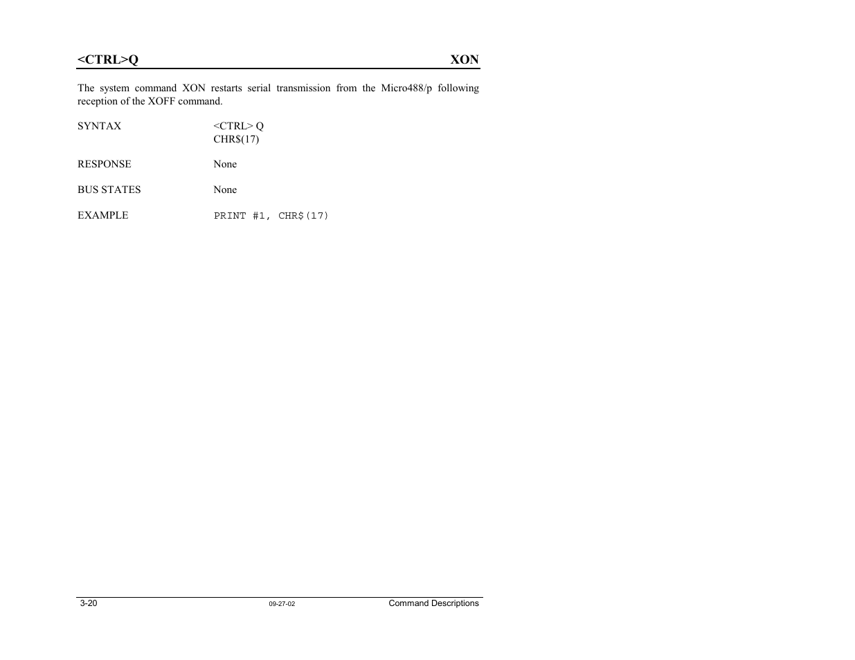Ctrl>q - xon | Measurement Computing Micro488/p User Manual | Page 38 / 44