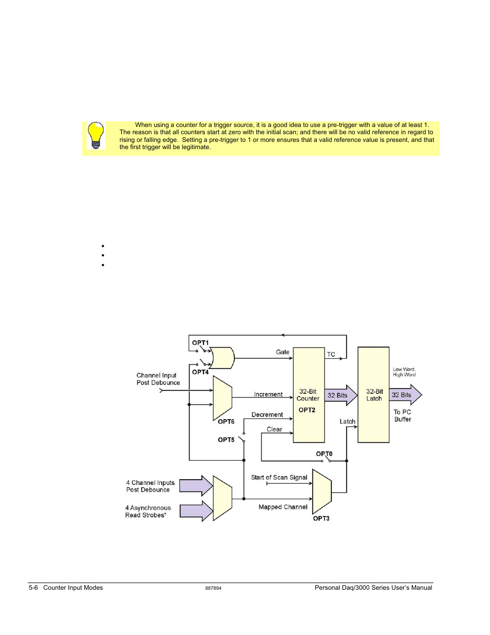 Encoder mode, Counter/totalize mode | Measurement Computing Personal Daq/3000 Series User Manual | Page 40 / 86