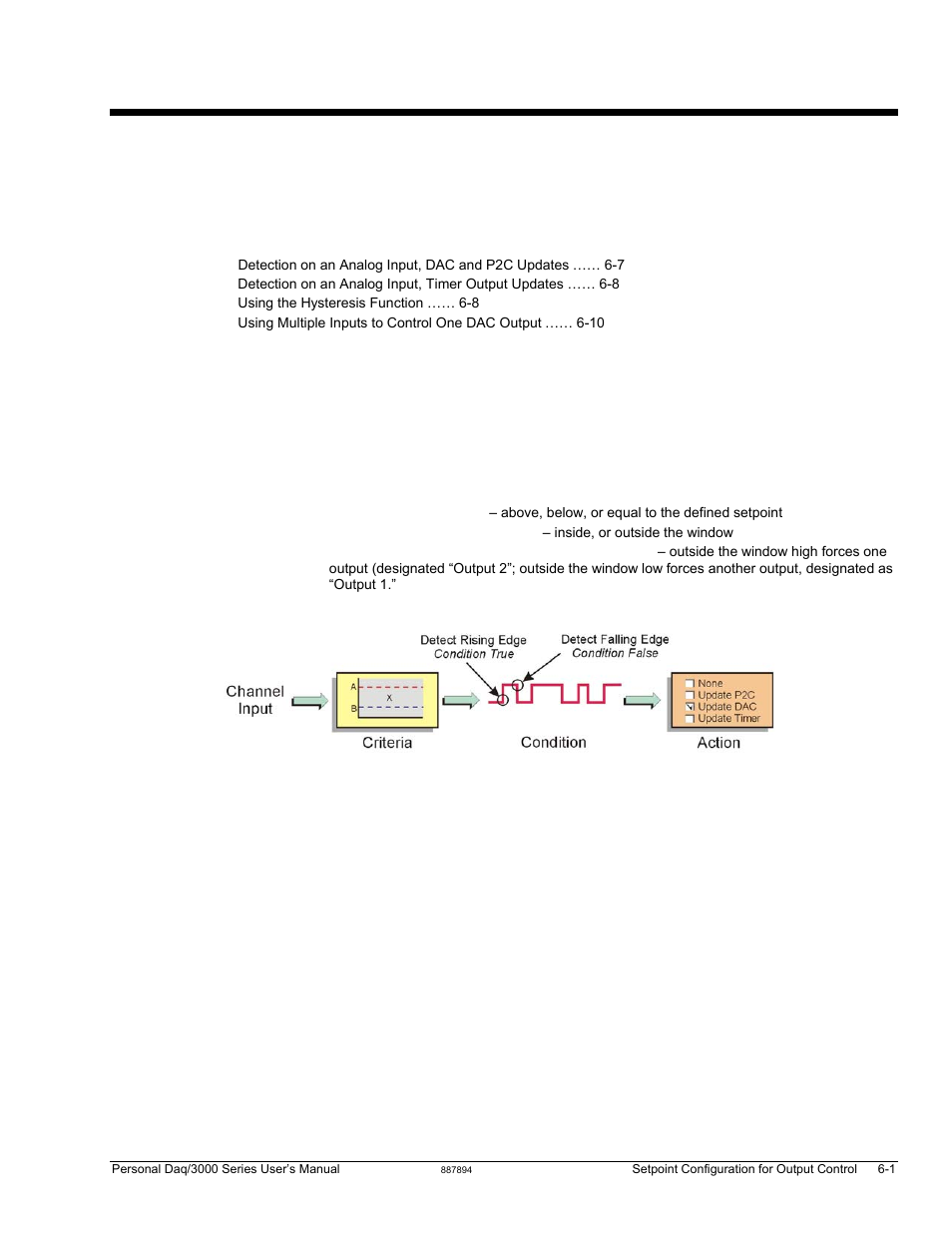 Ch 6 - setpoint configuration for output control, Overview, Setpoint configuration for output control 6 | Measurement Computing Personal Daq/3000 Series User Manual | Page 55 / 86