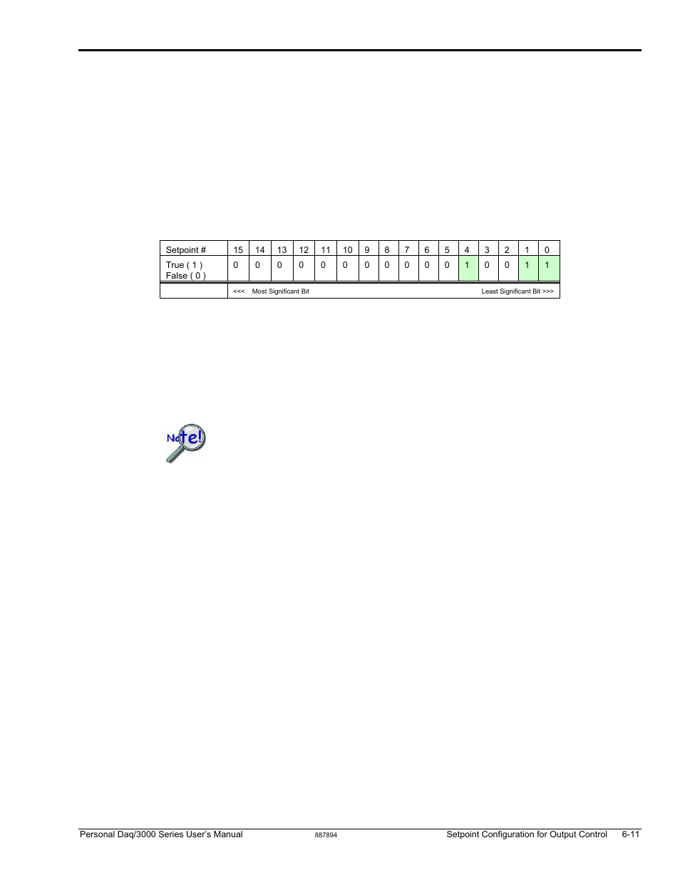 The setpoint status register | Measurement Computing Personal Daq/3000 Series User Manual | Page 65 / 86