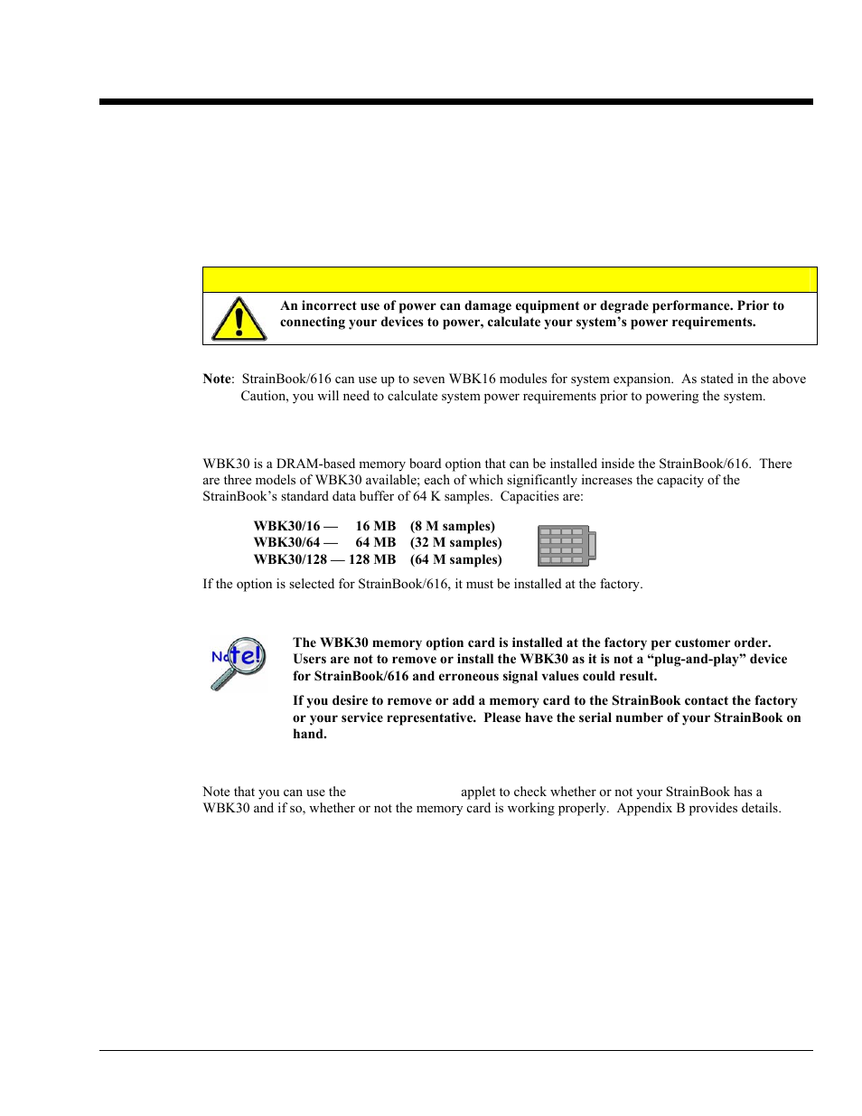 10 - system expansion, Memory expansion using a wbk30 memory option, System expansion 10 | Measurement Computing StrainBook/616 User Manual | Page 105 / 146