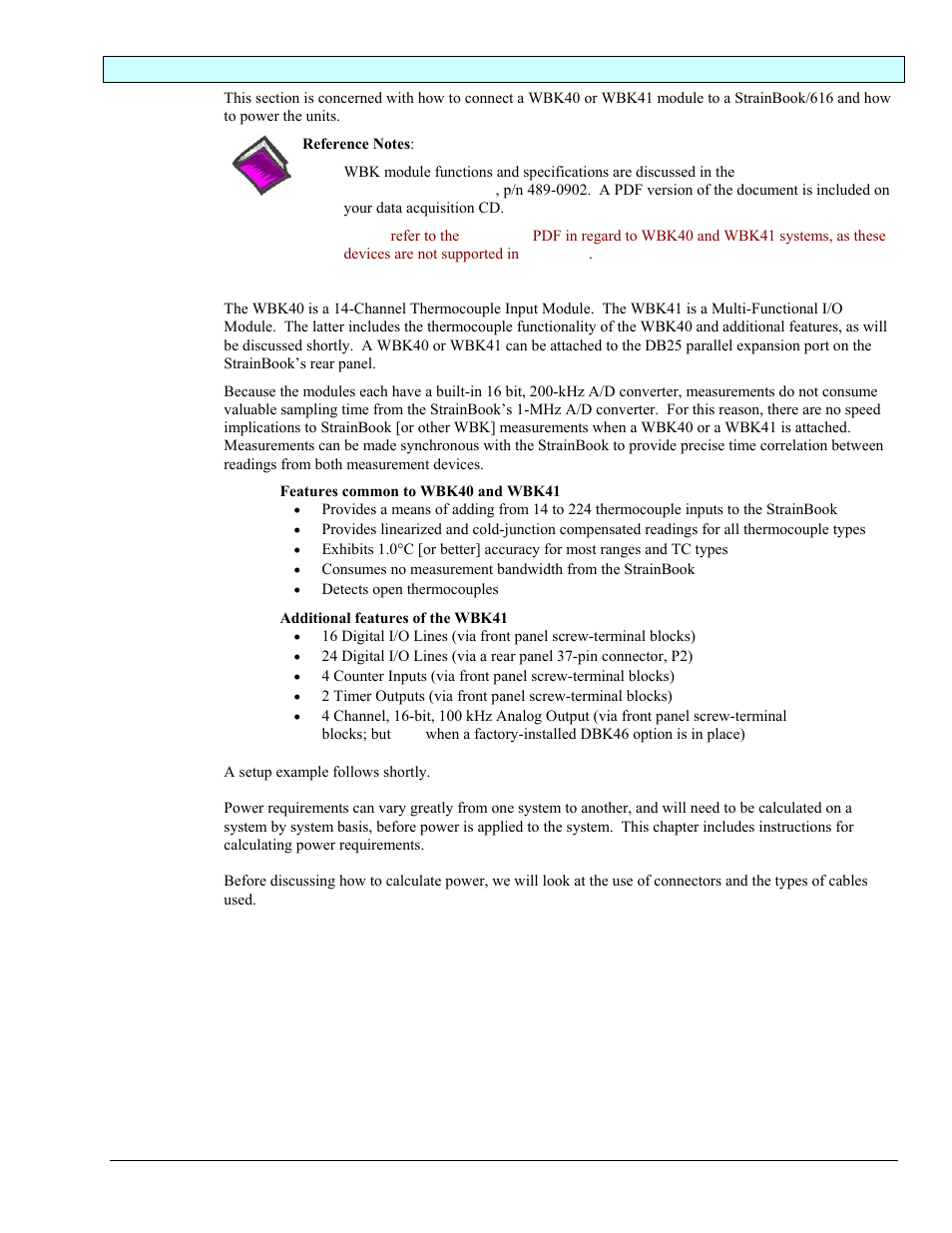 Using wbk40 or wbk41 modules with strainbook | Measurement Computing StrainBook/616 User Manual | Page 109 / 146