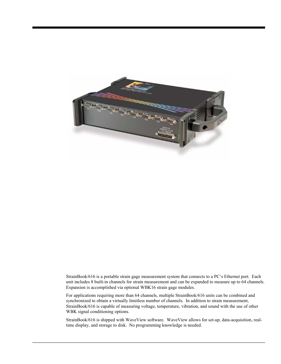 1 - introduction, What is strainbook/616, Introduction 1 | Measurement Computing StrainBook/616 User Manual | Page 11 / 146