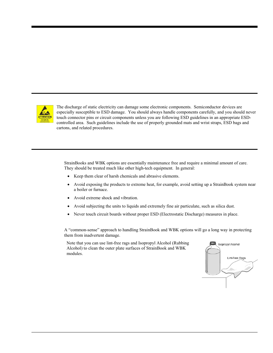 11 - troubleshooting and customer support, Electrostatic discharge (esd), handling notice, Product care | Troubleshooting and customer support 11 | Measurement Computing StrainBook/616 User Manual | Page 115 / 146