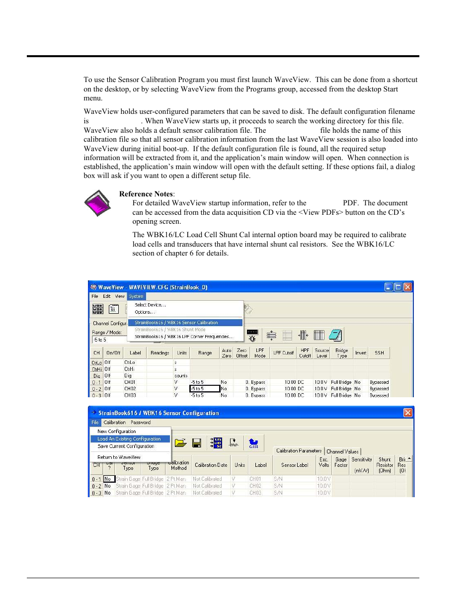 Sensor calibration | Measurement Computing StrainBook/616 User Manual | Page 38 / 146