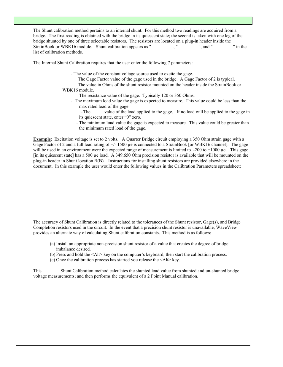 Shunt (internal shunt) calibration | Measurement Computing StrainBook/616 User Manual | Page 46 / 146