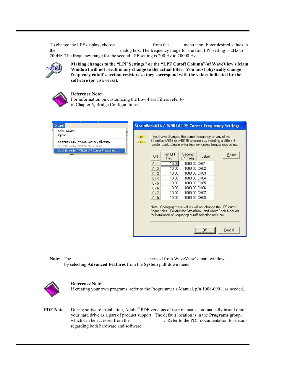 Changing low-pass filter displays | Measurement Computing StrainBook/616 User Manual | Page 50 / 146