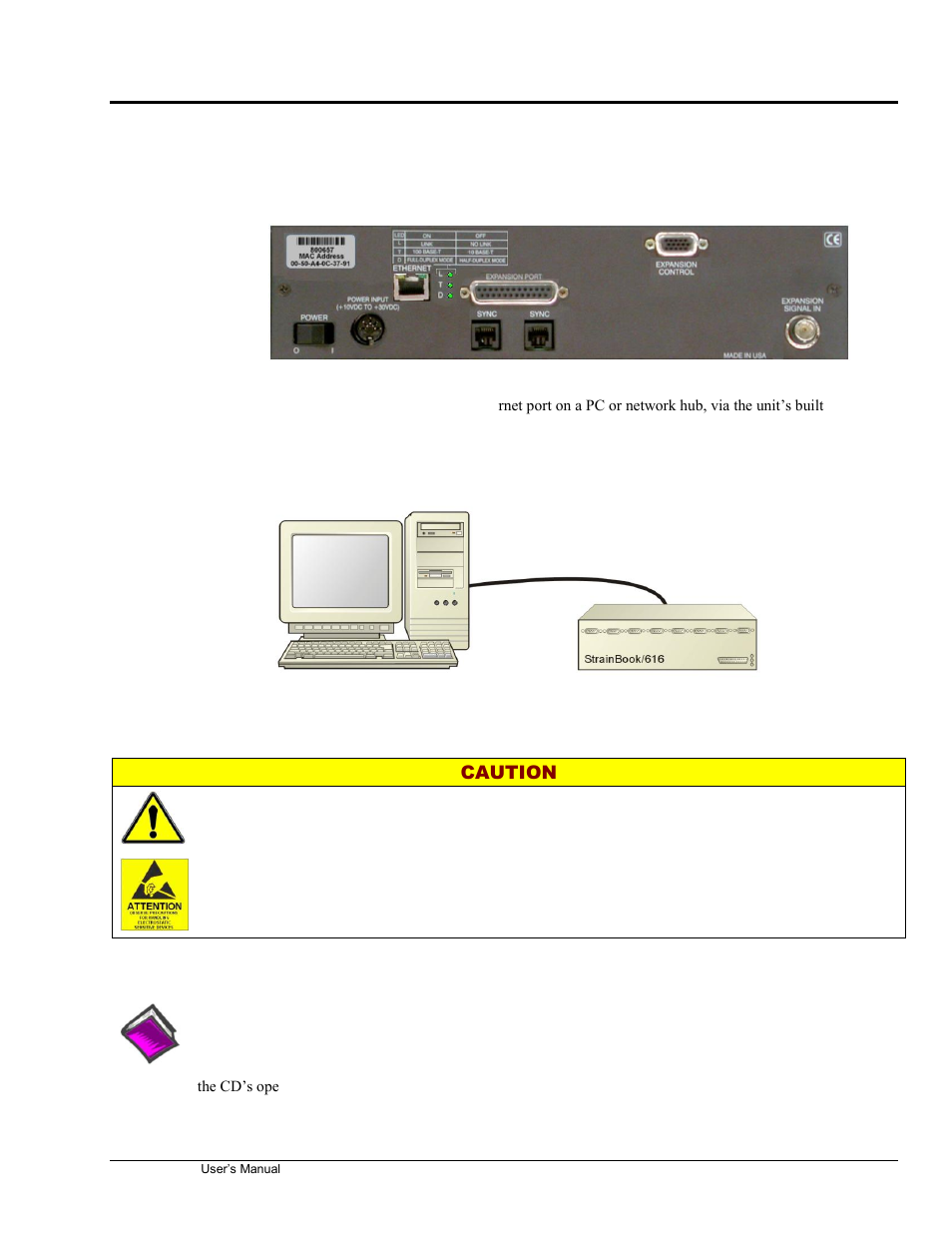 Ethernet connection and system power-up, Overview, Caution | Measurement Computing StrainBook/616 User Manual | Page 53 / 146