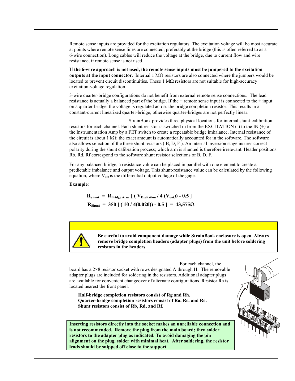 Excitation connection, Caution | Measurement Computing StrainBook/616 User Manual | Page 69 / 146