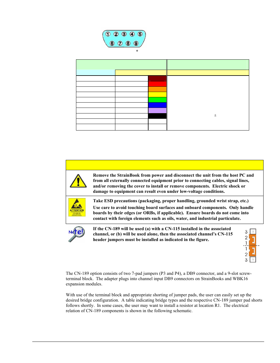 Cn-189, db9 adapter option, Cn-189, db9 adapter option caution | Measurement Computing StrainBook/616 User Manual | Page 77 / 146