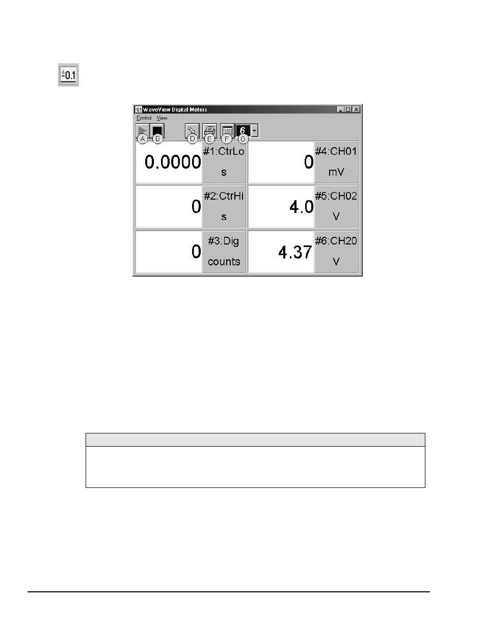 Digital meters …… 34, Digital meters | Measurement Computing WaveView User Manual | Page 36 / 48