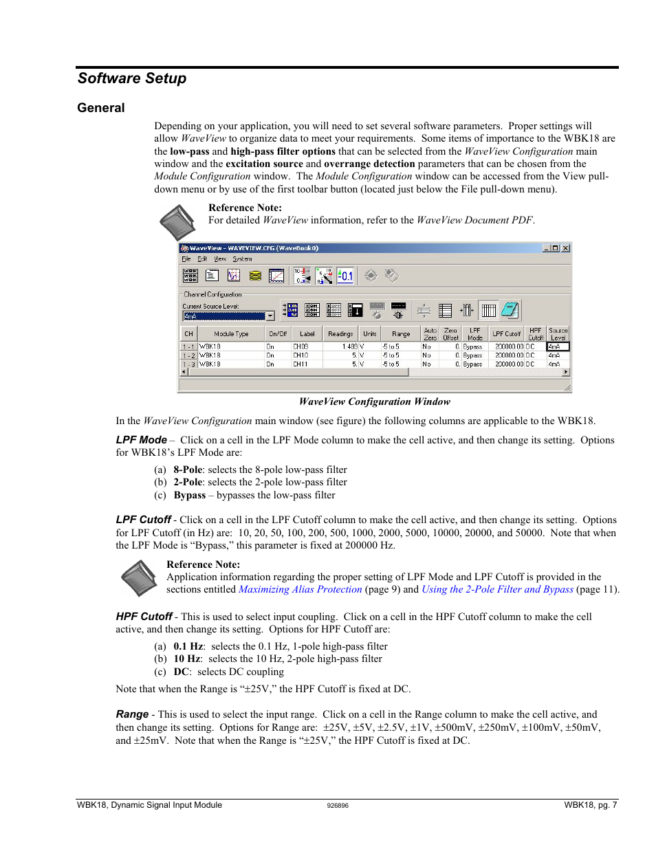 Software setup, Software setup …… 7, General | Measurement Computing WBK Options User Manual | Page 122 / 216