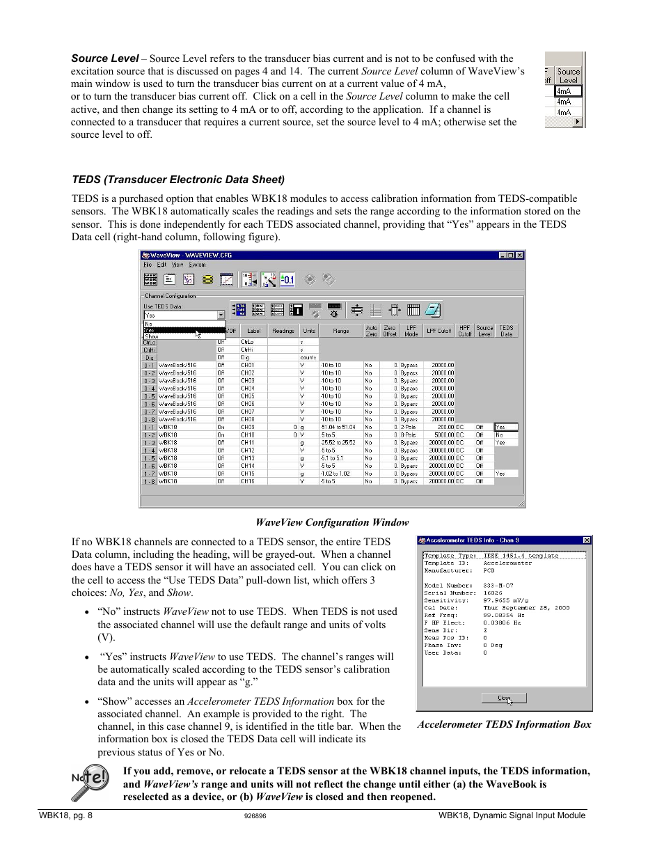 Ation regarding, Teds, In relatio | To transducer bias current (see, Source level | Measurement Computing WBK Options User Manual | Page 123 / 216