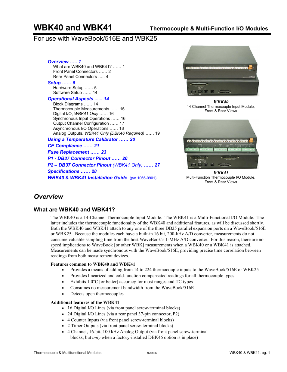 Overview, Wbk40 and wbk41 | Measurement Computing WBK Options User Manual | Page 170 / 216