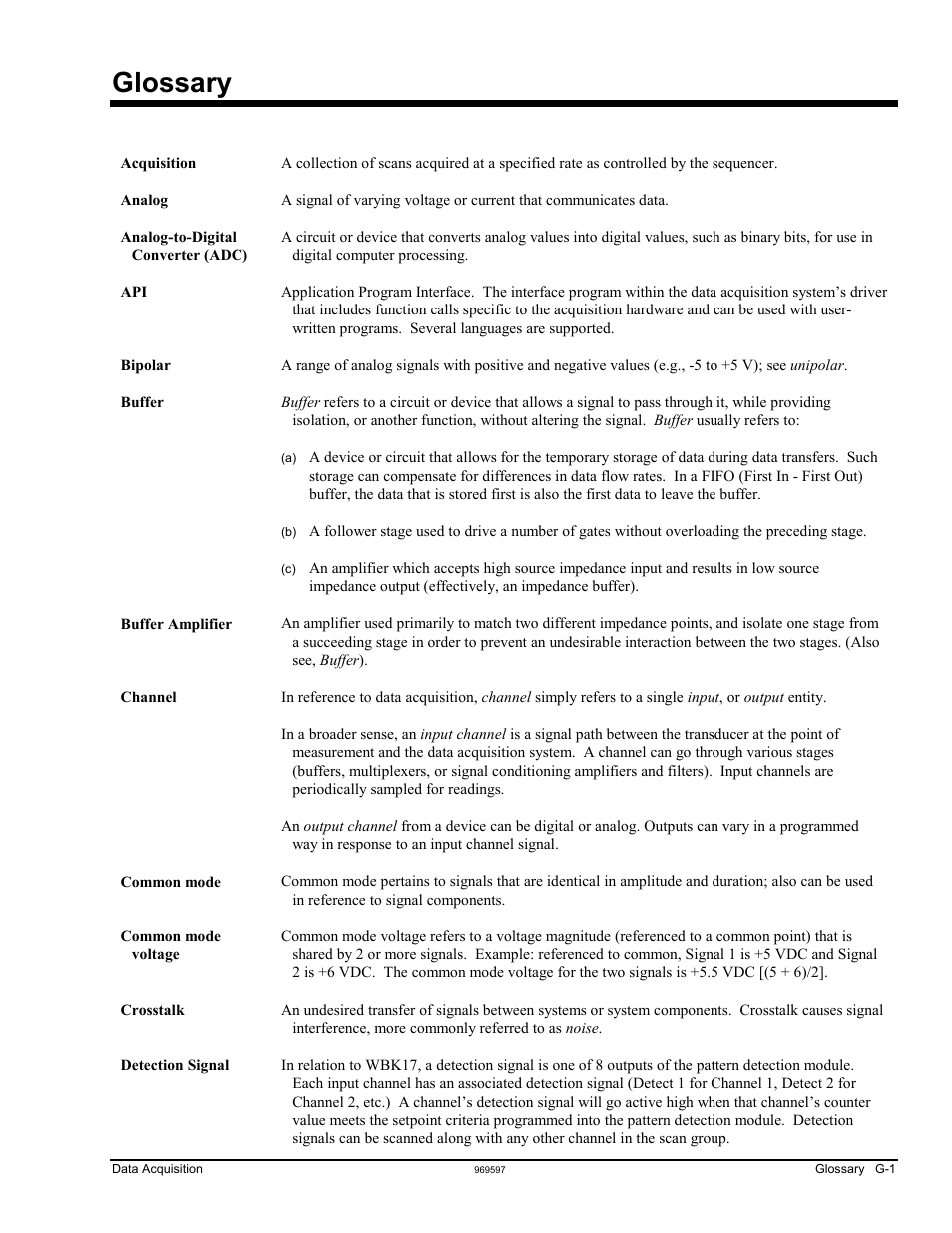 Glossary | Measurement Computing WBK Options User Manual | Page 214 / 216