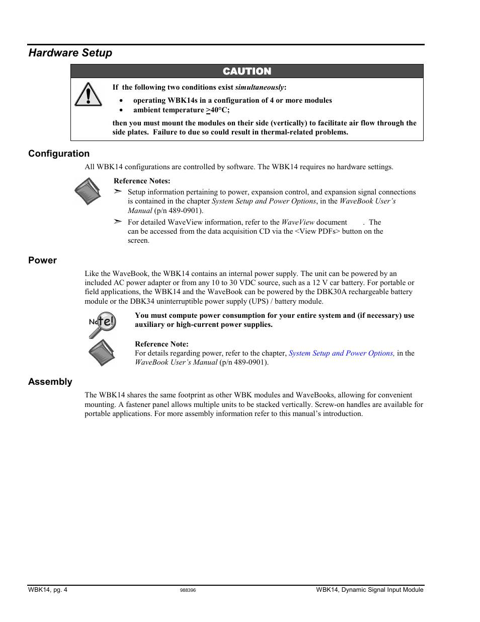 Hardware setup, Hardware setup …… 4 | Measurement Computing WBK Options User Manual | Page 28 / 216