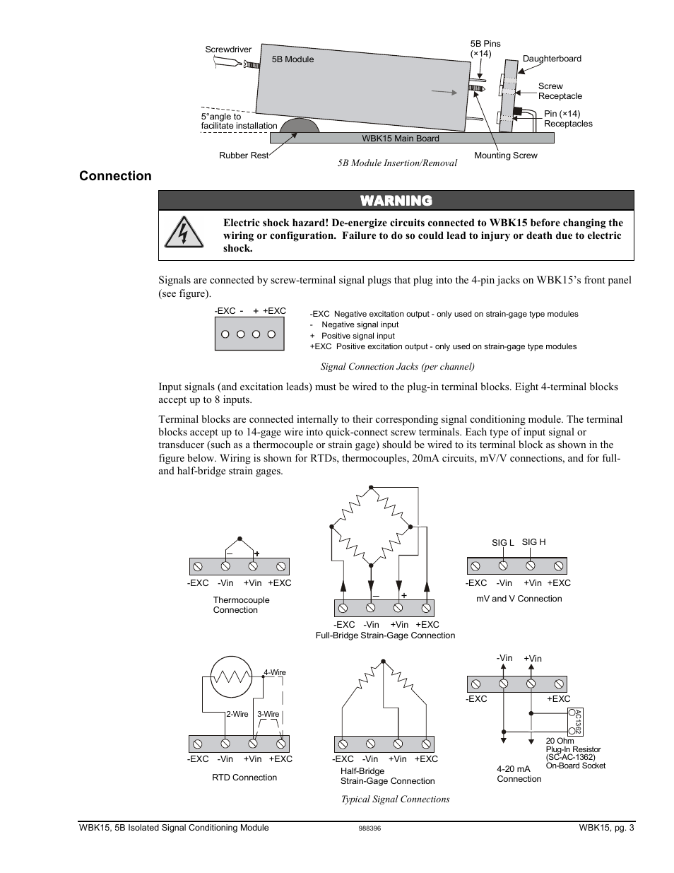 Connection warning warning warning warning | Measurement Computing WBK Options User Manual | Page 36 / 216