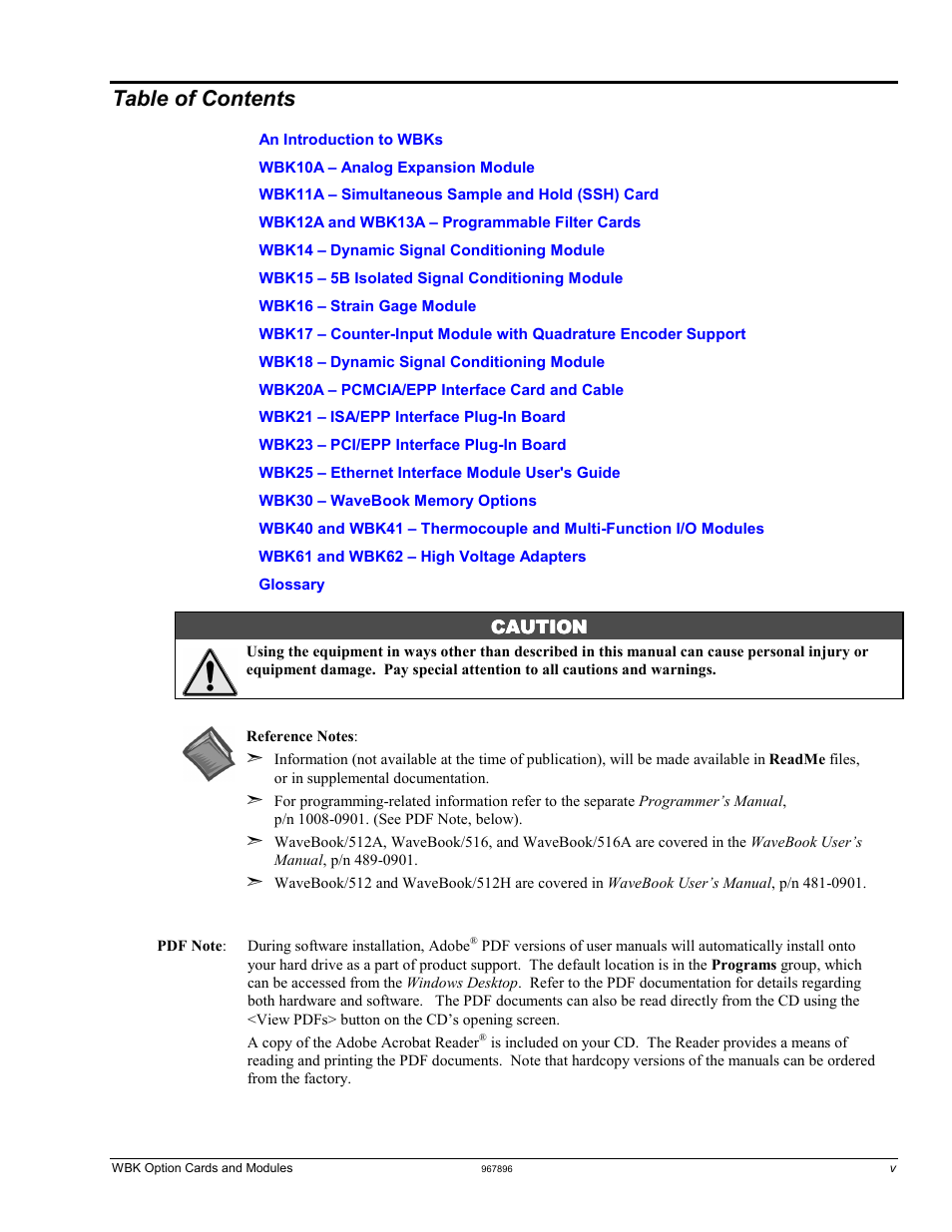 Measurement Computing WBK Options User Manual | Page 4 / 216