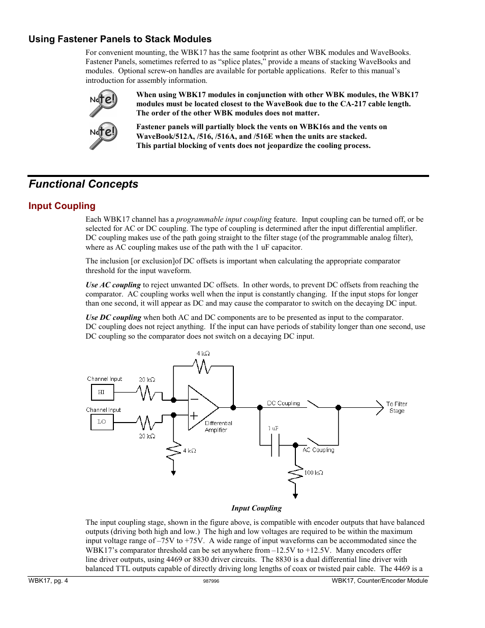 Functional concepts, Functional concepts ……4, Ac/dc coupling | Measurement Computing WBK Options User Manual | Page 82 / 216