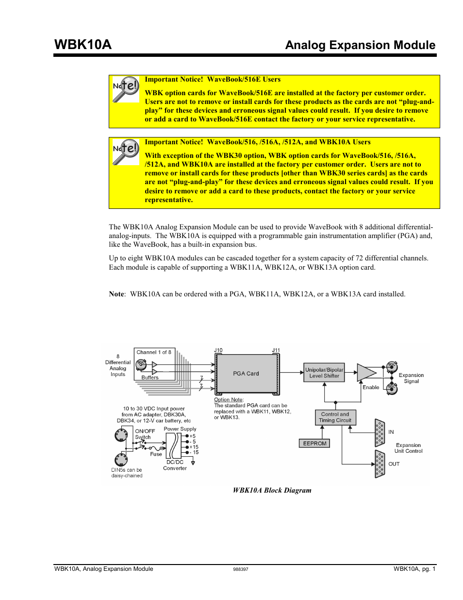 Measurement Computing WBK10A User Manual | 6 pages