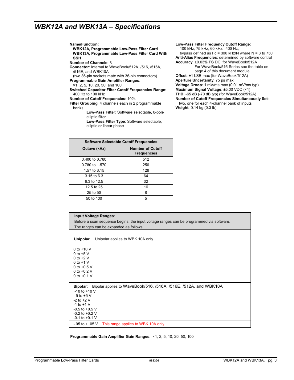 Wbk12a and wbk13a – specifications | Measurement Computing WBK12A User Manual | Page 3 / 6