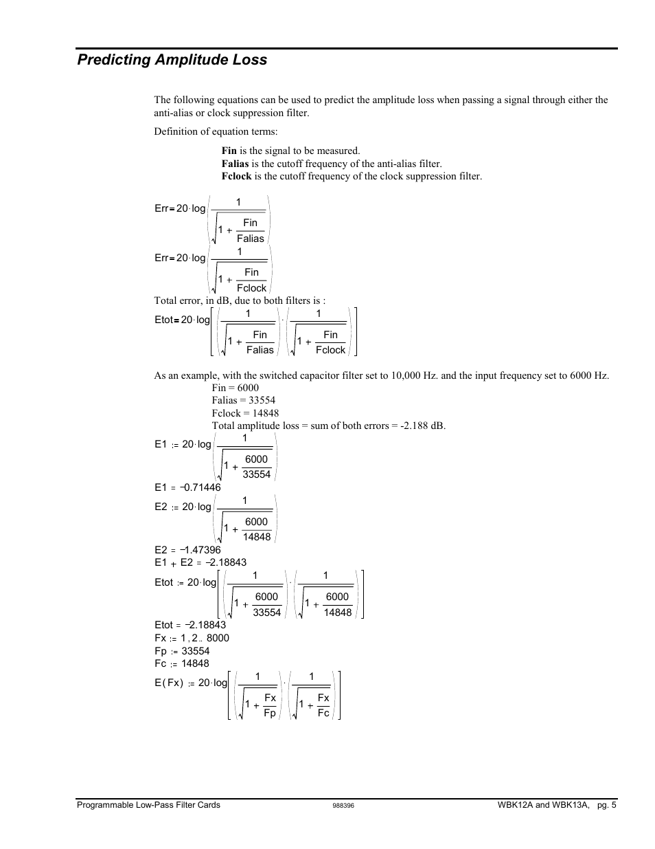 Predicting amplitude loss | Measurement Computing WBK12A User Manual | Page 5 / 6