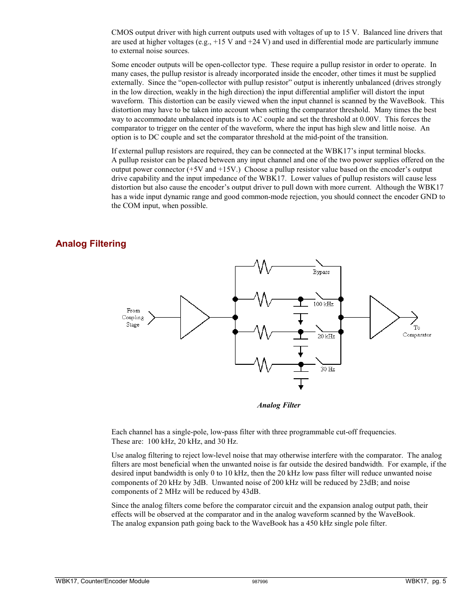 Analog filtering | Measurement Computing WBK17 User Manual | Page 5 / 38