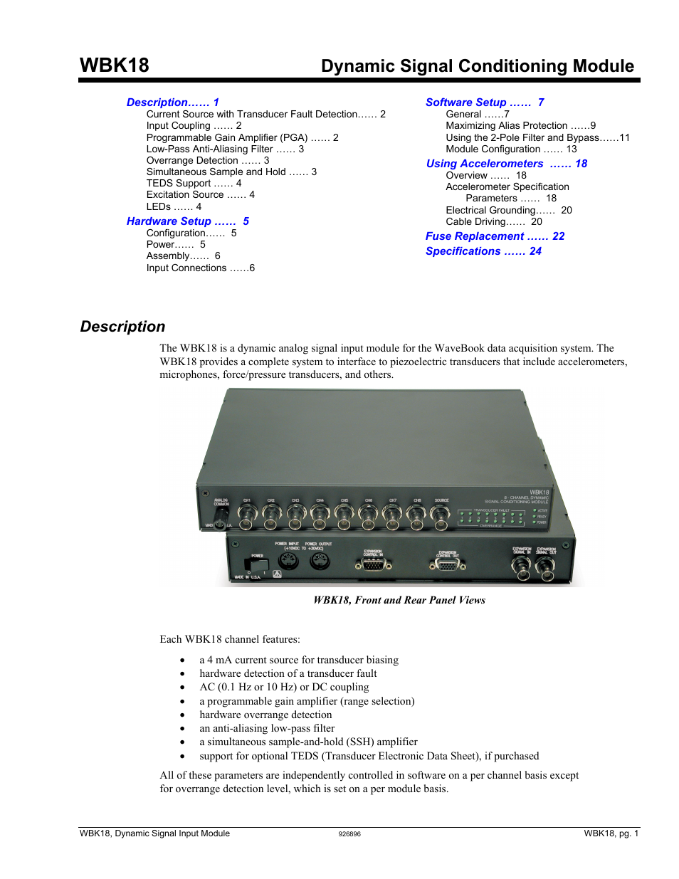 Measurement Computing WBK18 User Manual | 26 pages