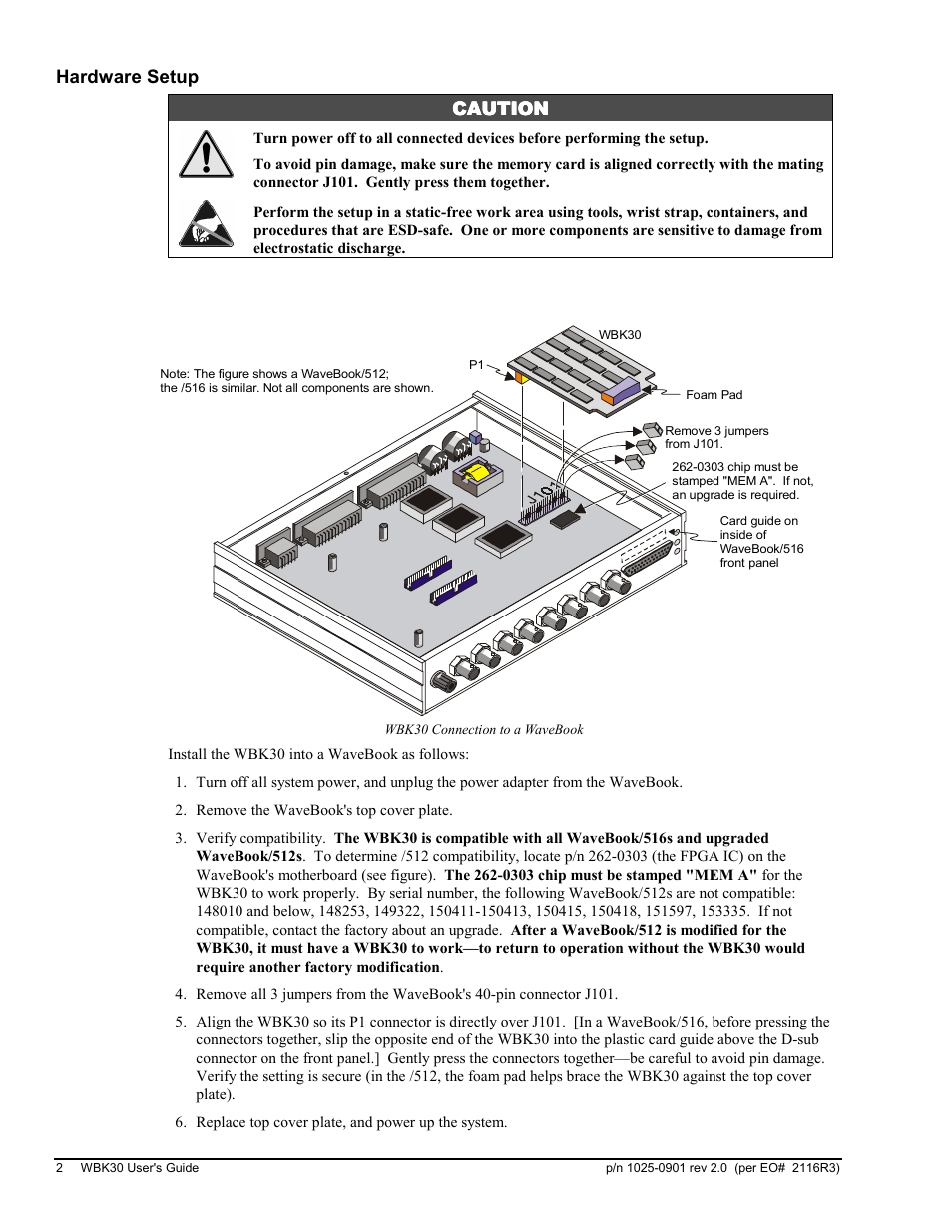 Hardware setup, Hardware setup caution caution caution caution | Measurement Computing WBK30 User Manual | Page 2 / 4