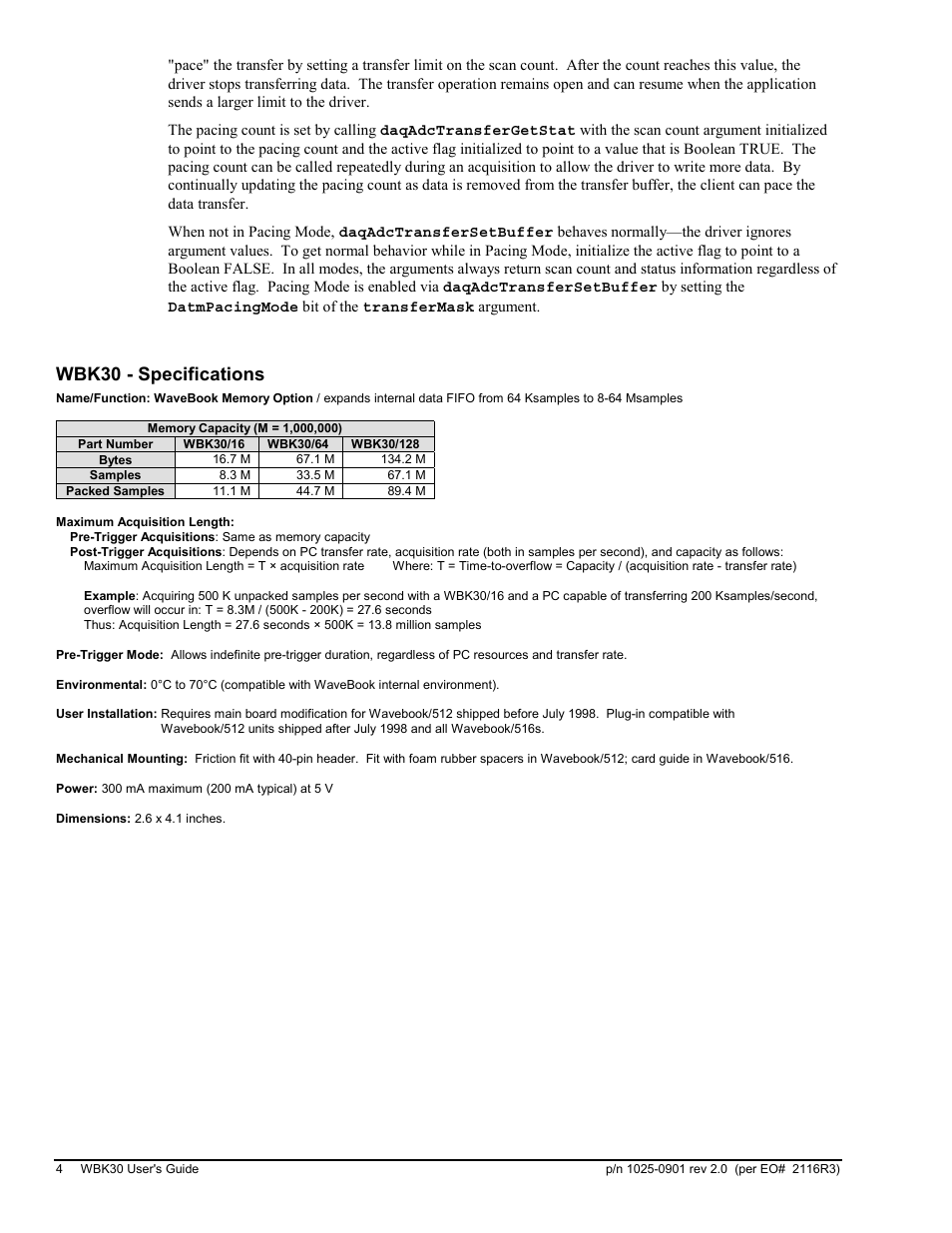 Wbk30 - specifications | Measurement Computing WBK30 User Manual | Page 4 / 4