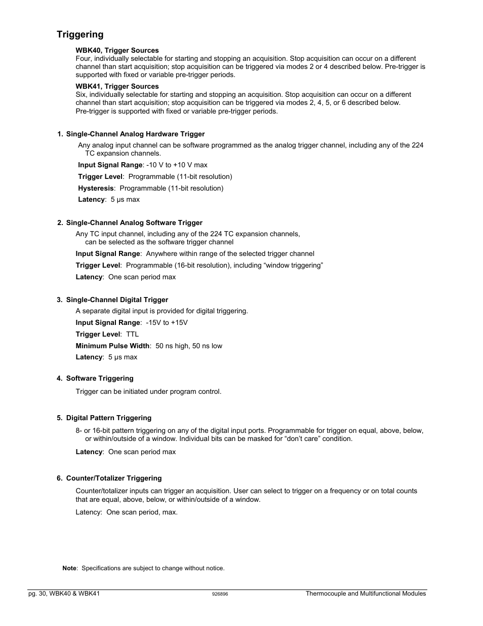 Triggering | Measurement Computing WBK40 User Manual | Page 30 / 34