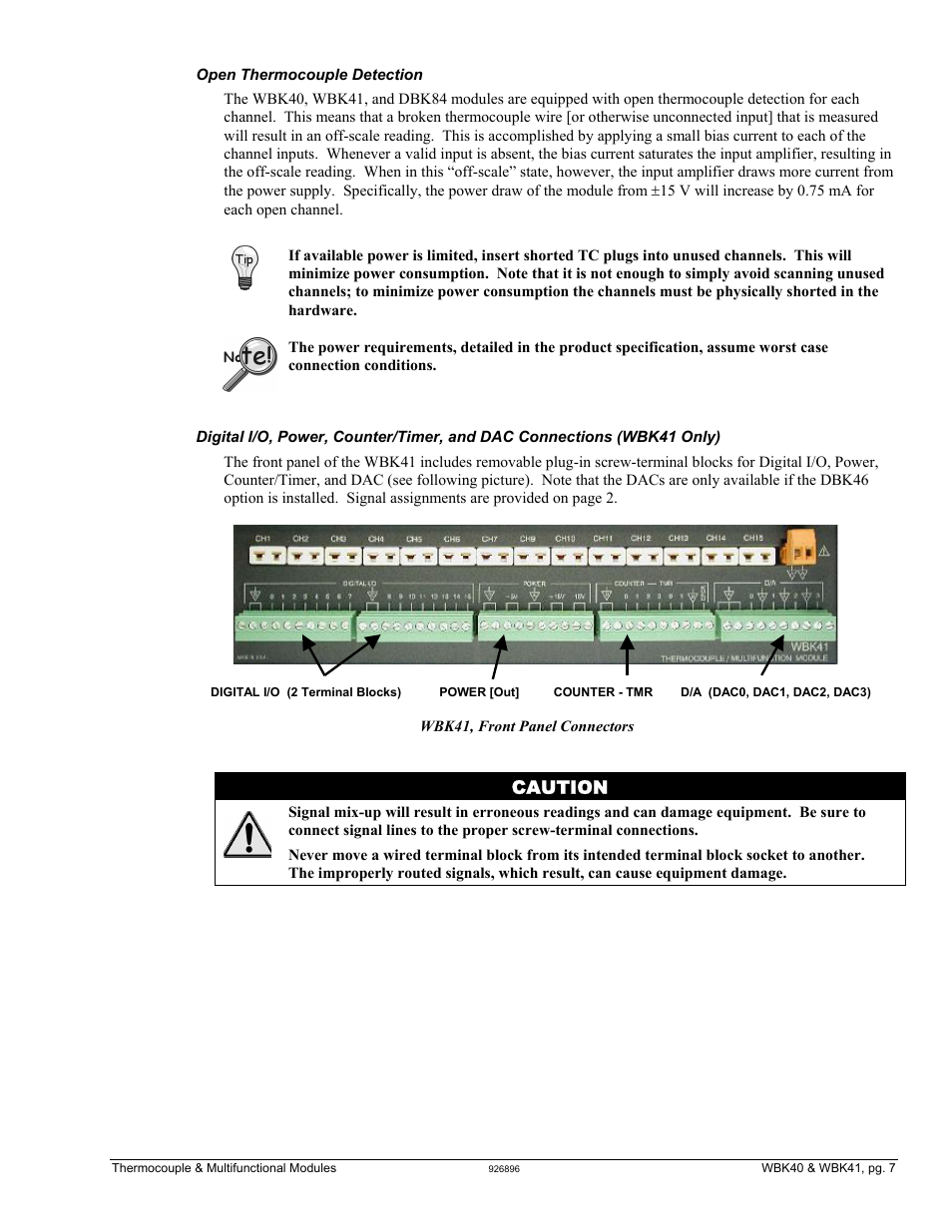Open thermocouple detection | Measurement Computing WBK40 User Manual | Page 7 / 34